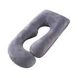 The G Cloud grey velvet G-shaped pregnancy pillow, real product photo on a white background