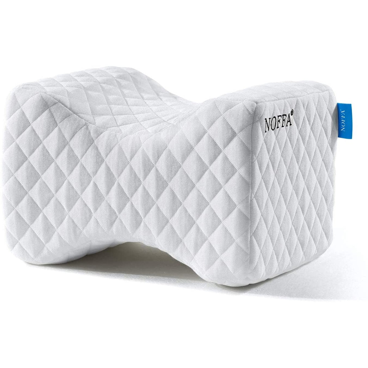 White memory foam knee pillow with quilted cover
