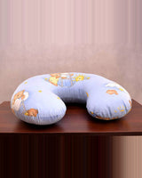 Pale blue nursing pillow with a teddy bear print