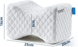 Side sleeper with the knee pillow between her knees